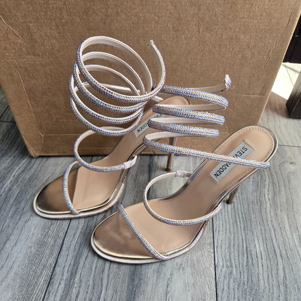 Steve Madden Exotica Ankle Wrap Heel Sandals - Picture 2 of 5